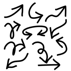 Hand drawn brush vector arrows Icon set.