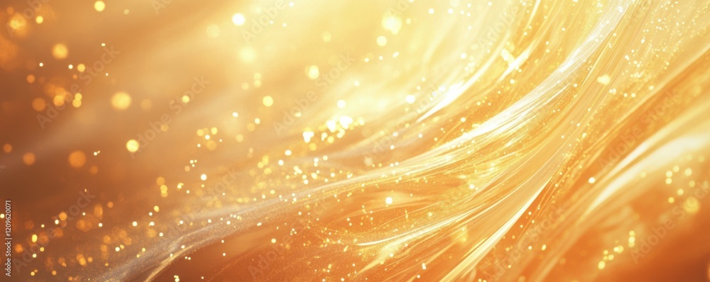Poster abstract background with shimmering gold lights and festive sparkles.
