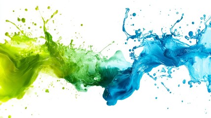 Blue Green Paint Splash, Colorful Liquid Splash, Artistic Fluid Motion, Vivid Abstract Art, Paint Explosion Photography