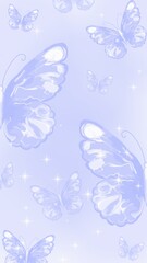  A celestial illustration of scattered butterflies on a soft blue background