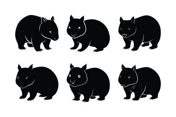 Yellow-Eyed Penguin (Megadyptes antipodes) mammal animal, labeled silhouette vector art illustration.