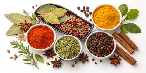 Colorful Spices and Herbs for Cooking Background: A Representation of Culinary Arts