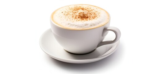 Cappuccino coffee isolated on a white background, with no shadow, reflection, 