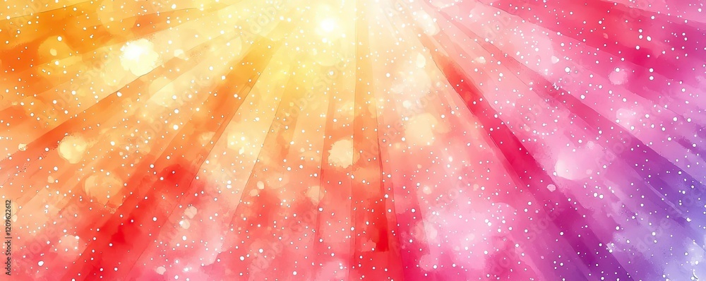 Aufkleber starburst watercolor concept. colorful abstract background with rays and sparkles for creative desig