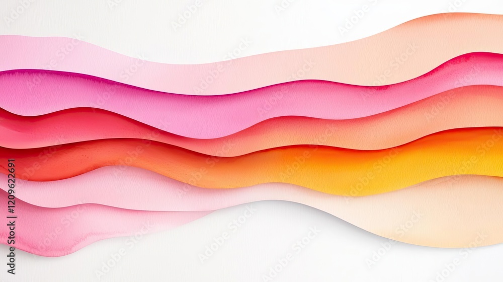 Poster retro watercolor idea. colorful wavy paper layers create a vibrant abstract background for creative 