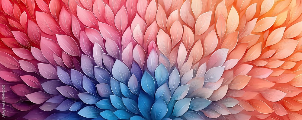 Poster starburst watercolor concept. a vibrant array of colorful leaves creating a stunning floral pattern.