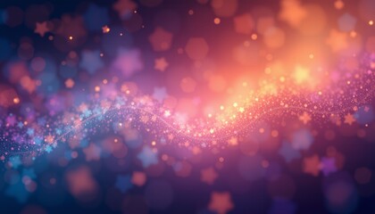 Fototapeta premium Dreamy abstract background with glowing flowers and stars