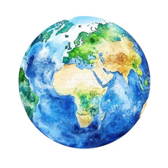 Watercolor Globe Earth Illustration on transparent background.
