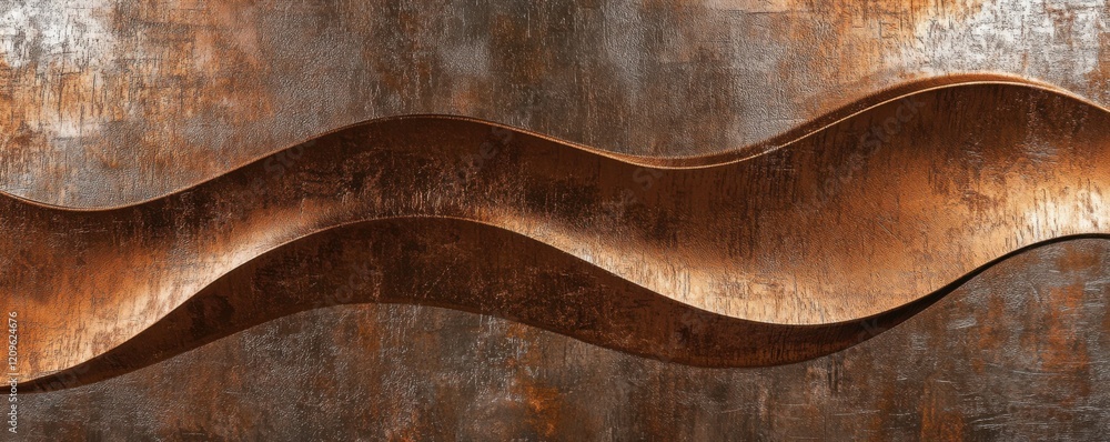Poster abstract bronze metallic texture with soft curves and reflections.