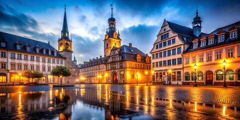 Fototapeta premium Darmstadt Night Photography: 12 Iconic Landmarks Illuminated