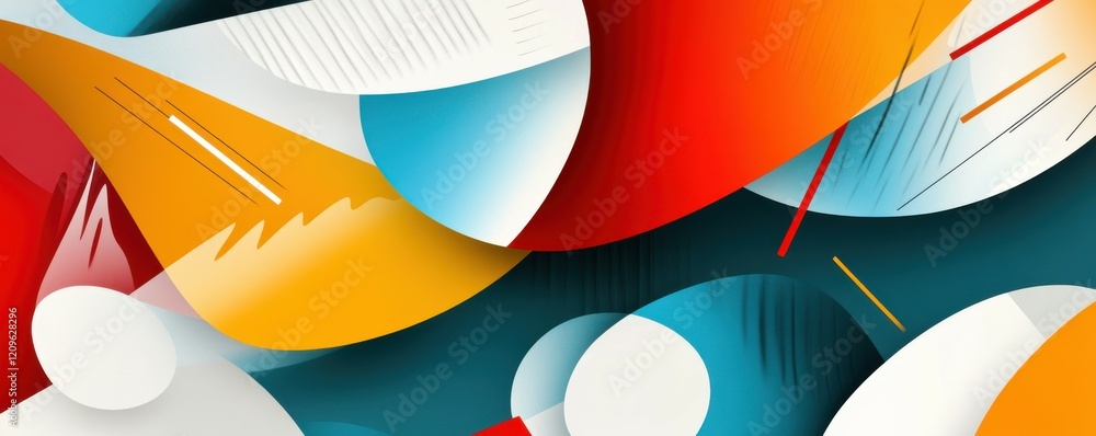 Poster abstract colorful background with overlapping geometric shapes, modern design.