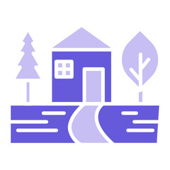 Fototapeta premium Village Landscape Icon