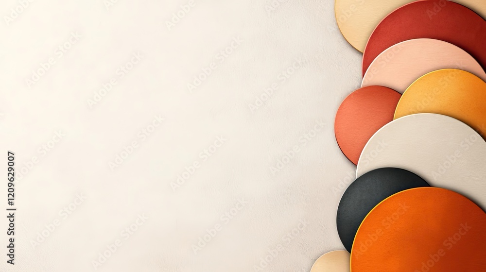 Aufkleber retro watercolor idea. a collection of colorful circles arranged on a neutral background for design 