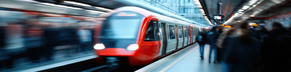 Obraz premium High-Speed Train Arriving at Subway Station