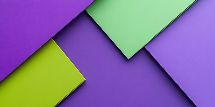 Vibrant geometric background with overlapping violet and green rectangles positioned at various angles creating a modern color trend aesthetic. - Powered by Adobe