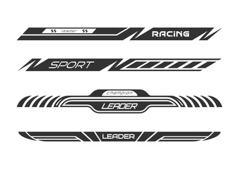 Races. Car sticker template. The design of a team of racers or fans. The idea of printing on clothes and souvenirs and creative ideas