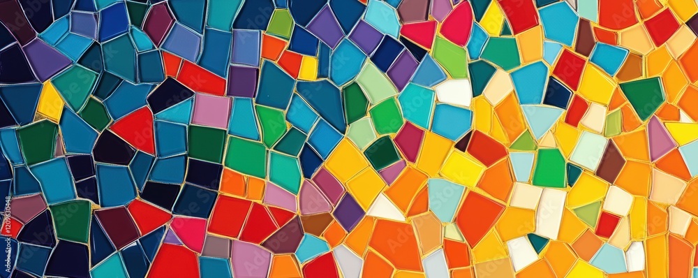 Poster abstract colorful mosaic pattern with vibrant geometric tiles.