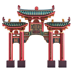 Chinese gate, Chinese gate a traditional archway or gateway structure in Chinese architecture, chinese new year symbol isolated on white or transparent background