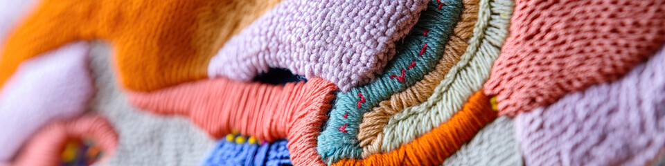 Multicolored Yarn Textile Close-up