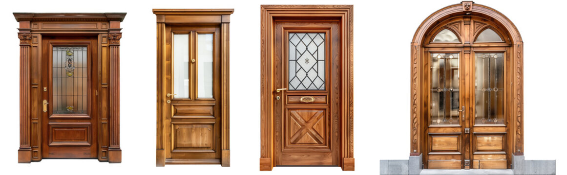 Carved wooden door with intricate geometric patterns