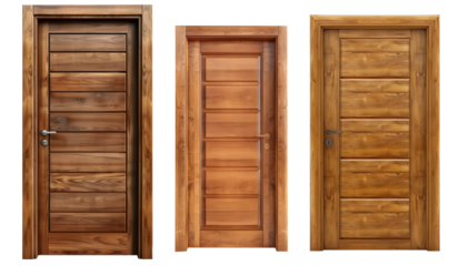 Glossy wooden door with horizontal grooves