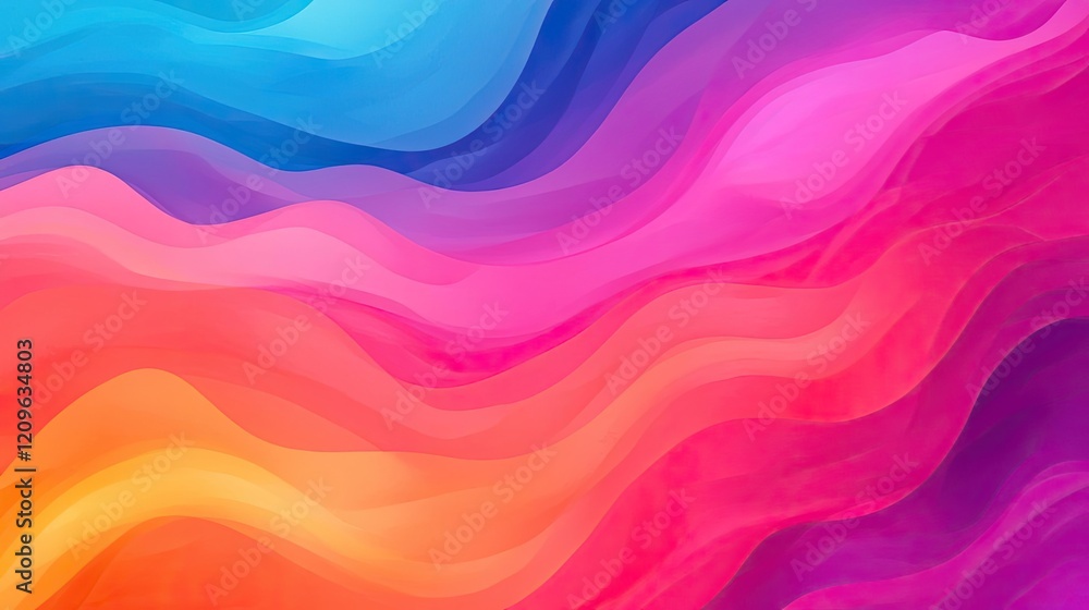 Poster retro watercolor idea. vibrant abstract waves in bright colors create a dynamic digital background.