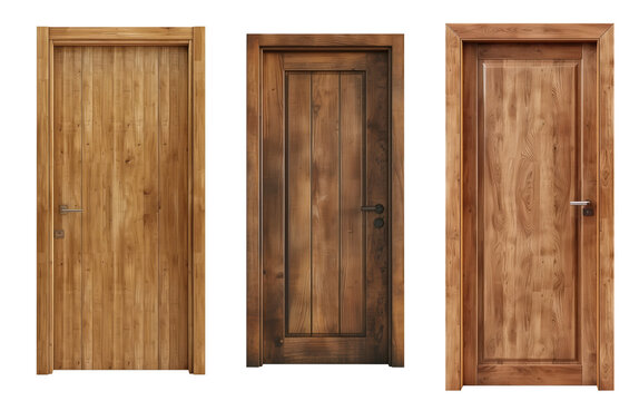 Minimalist wooden door with a smooth surface and no handles