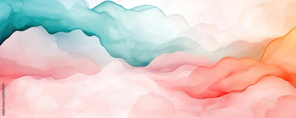 Aufkleber retro watercolor idea. abstract colorful waves in soft pastel hues creating a serene visual experien
