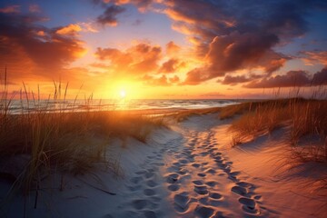 Beach sunset landscape outdoors