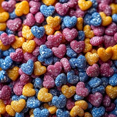 Background of confectionery sprinkles in the form of hearts