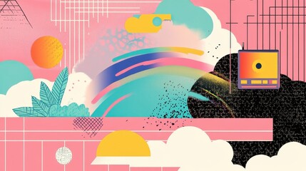 Obraz premium Abstract Pastel Rainbow Cloud Design Artwork