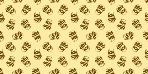 coffee paper cup pattern background. vintage take away paper coffee cup pattern background. cafe pattern background. Take away coffee cup pattern background. paper coffee cups background.