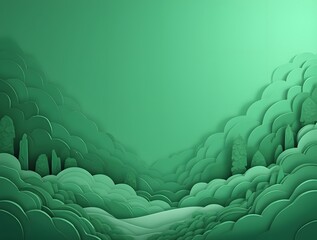 Obraz premium Serene Green Landscape Paper Art Nature Wallpaper