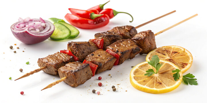 Delicious Front View of Ciger Sis with Turkish Liver Kebap