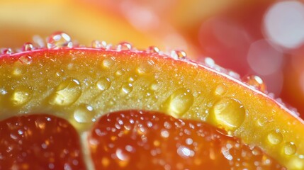 Freshly sliced apple with droplets showcasing vibrant colors and shallow depth of field for a refreshing fruit concept.
