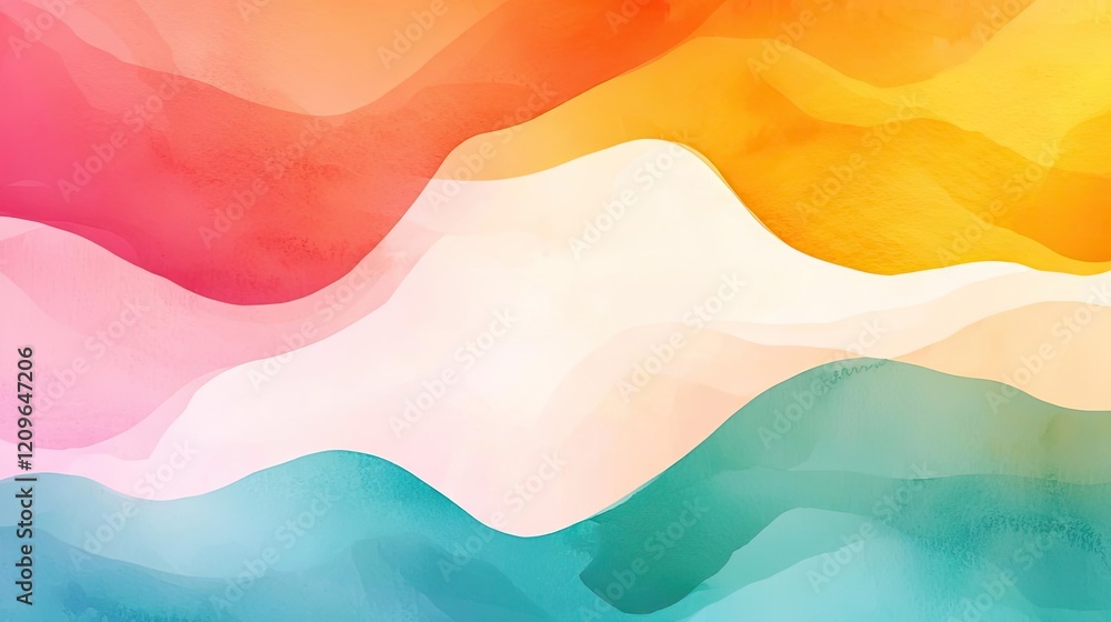 Poster retro watercolor idea. abstract watercolor waves in vibrant colors create a dynamic and artistic bac