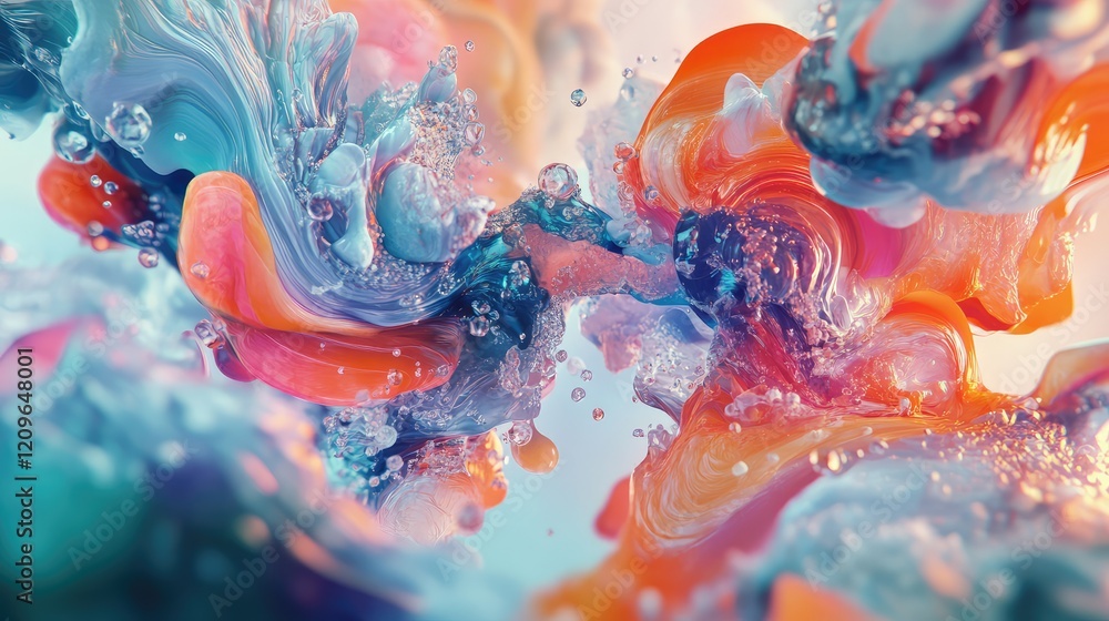Poster vibrant abstract colorful swirls of fluid dynamics representing innovation in art and design with aq