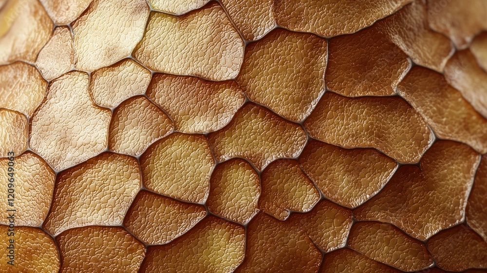 Poster abstract golden texture: close-up of a honeycomb-like pattern