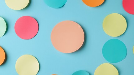 Colorful circular paper notes on a blue background for effective announcement and reminder communication strategies