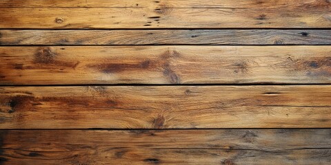 Naklejka premium Rustic wooden texture background featuring horizontal planks with rich brown tones and natural lighting enhancing grain details and warmth.