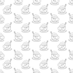 cafe pattern background. Cafe Themed Coffee Bean Pattern background. Coffee and Cafe pattern background. Vintage Coffee Doodle Pattern background.