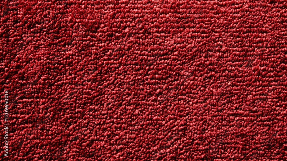 Poster close-up view of luxurious rich red velvet fabric showcasing intricate texture and depth for high-en