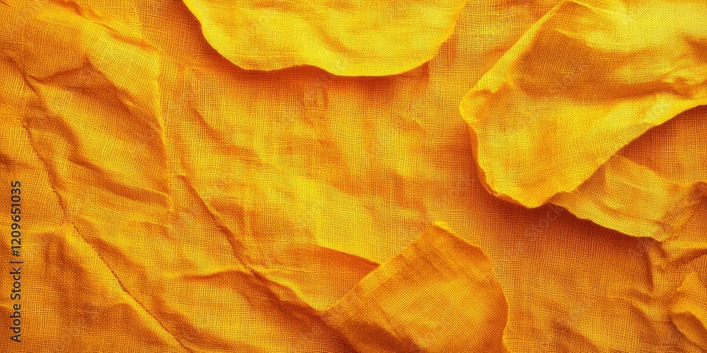 Poster warm yellow canvas texture with soft, smooth folds creating a vibrant backdrop ideal for autumn-them