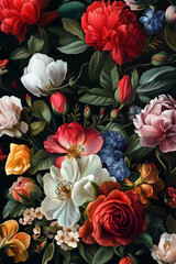 Scenic luxury illustration of lush flowers