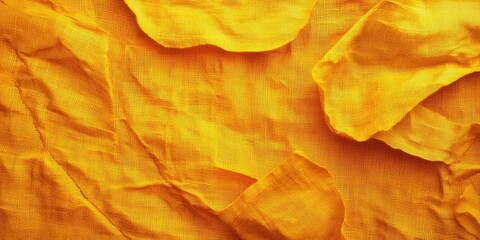 Naklejka premium Warm yellow canvas texture with soft, smooth folds creating a vibrant backdrop ideal for autumn-themed designs or creative projects.