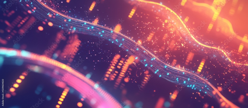 Poster abstract glowing wave data stream.