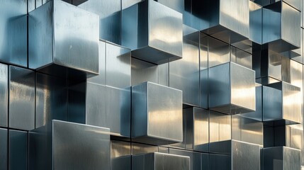 Metallic Cubes Wall Abstract Architecture
