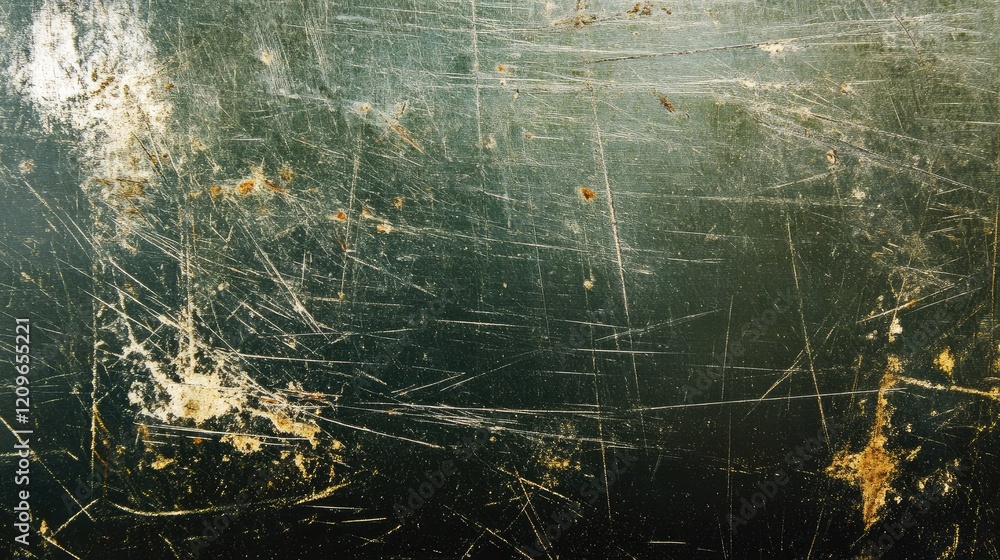 Poster dark green scratched metallic surface texture background for design and artistic applications