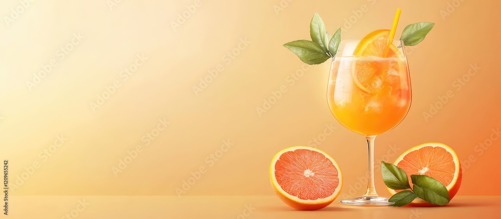 Aufkleber vibrant summer cocktail with citrus slices including orange and grapefruit on a warm gradient backgr
