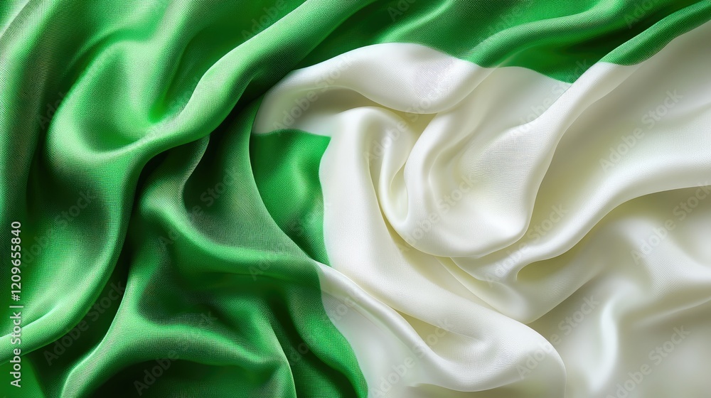 Poster green and white silk fabric texture in elegant style for designer background patterns and textile co
